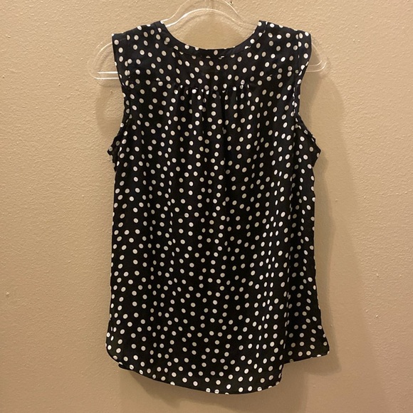 Loft Women’s Polka Dot Sleeveless Button Down Vneck Black/White Blouse Size M - Picture 6 of 9